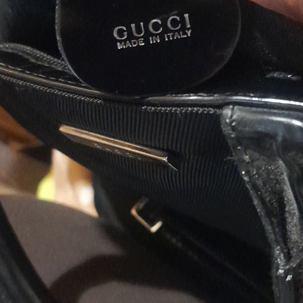 Gucci Authentic Black Satchel with Patent Handles/silver Logo Bar - Picture 7 of 12